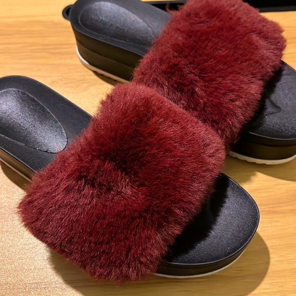 Forever 21 Shoes - Fuzzy Platform Slides